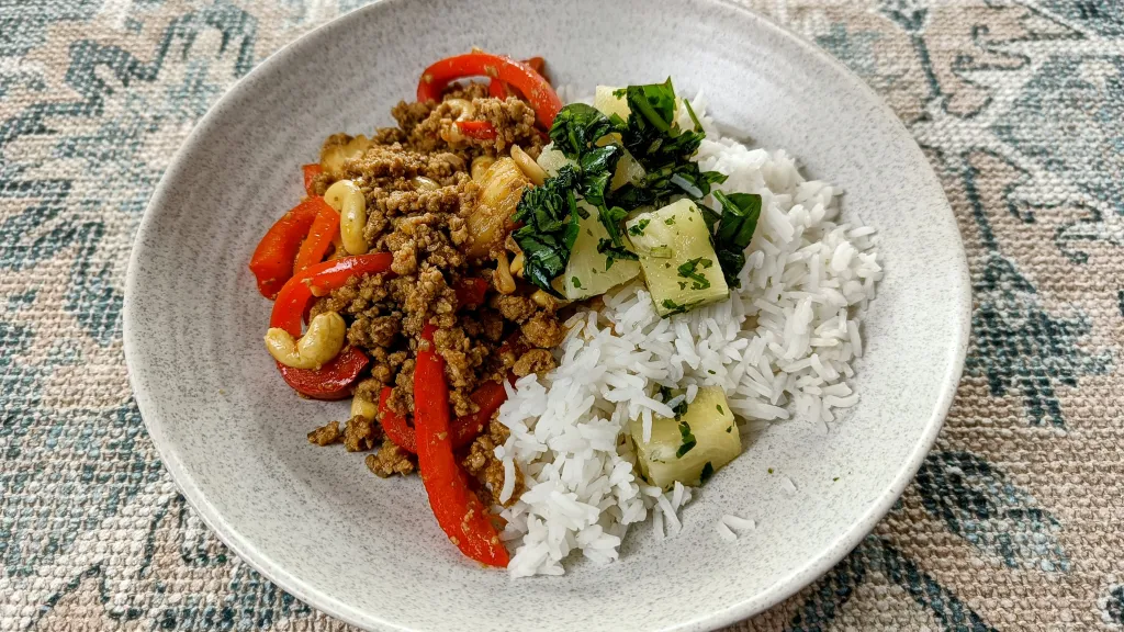 Photograph of 20 minute ginger pineapple chicken stir fry.