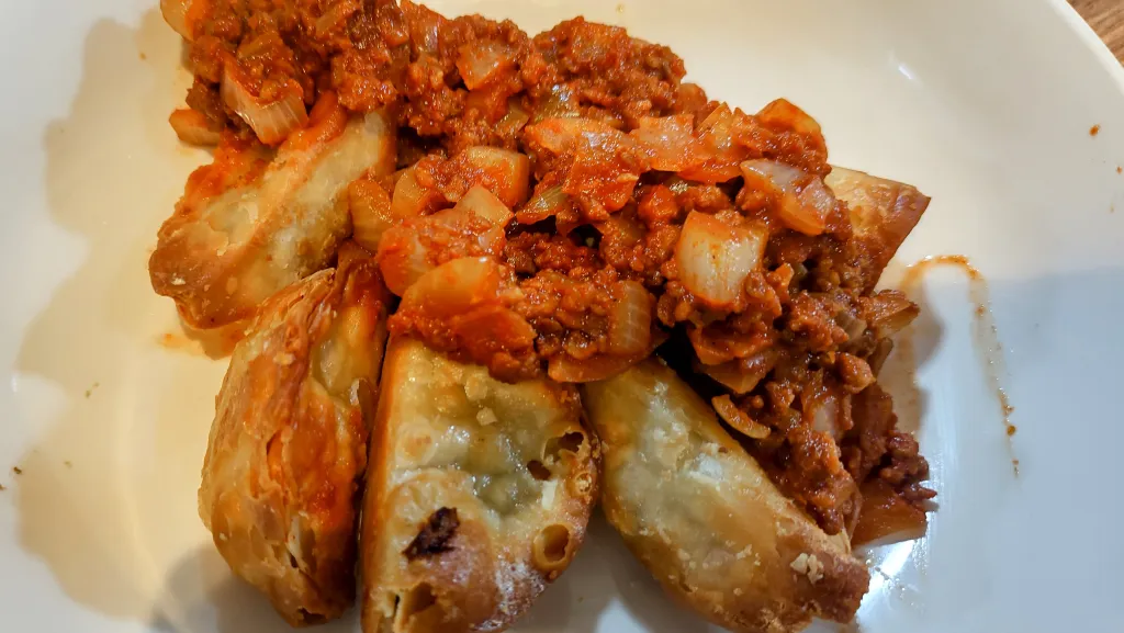 Photograph of Aushak - afghan dumplings.