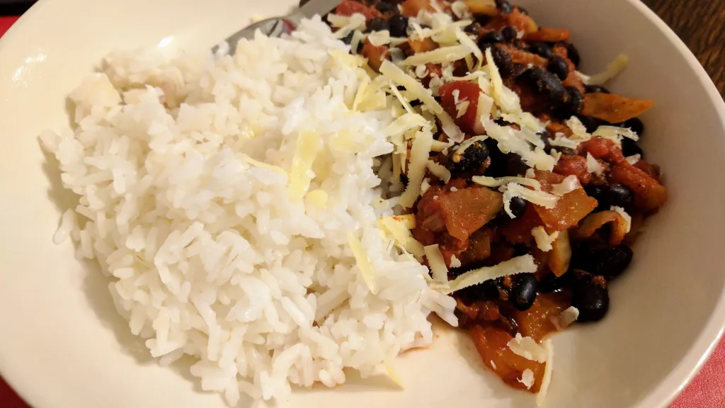 Photograph of Black bean chilli.