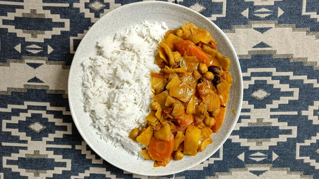 Photograph of Braised indian chickpea stew.