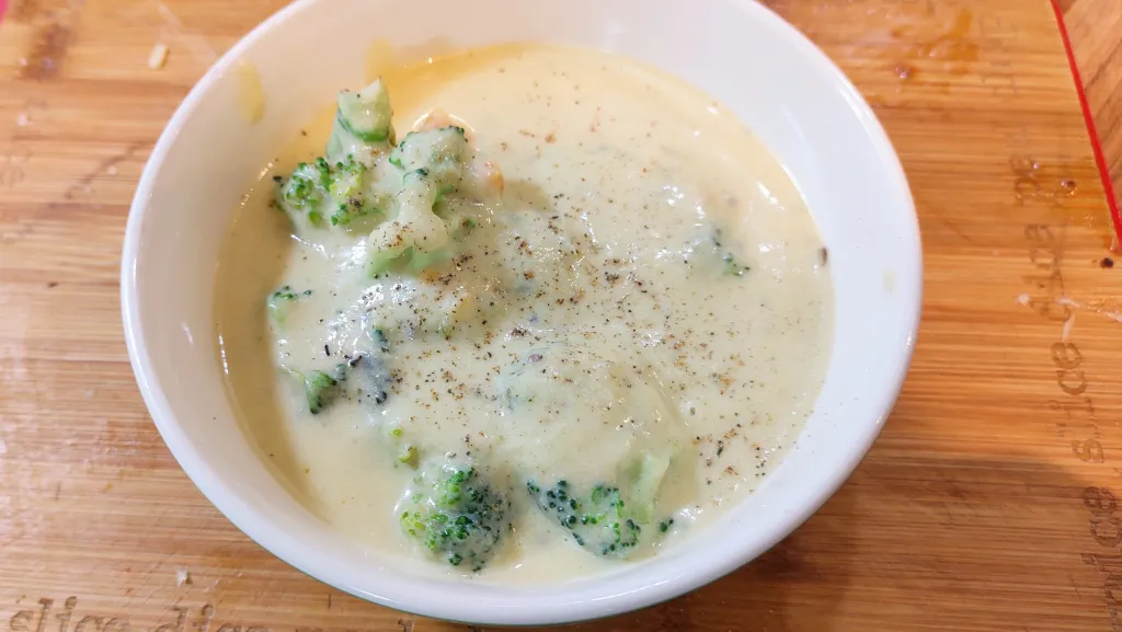 Photograph of Broccoli cheese soup.