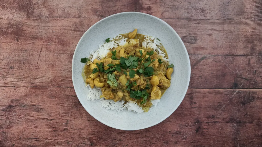 Photograph of Chicken, coconut and pineapple curry.