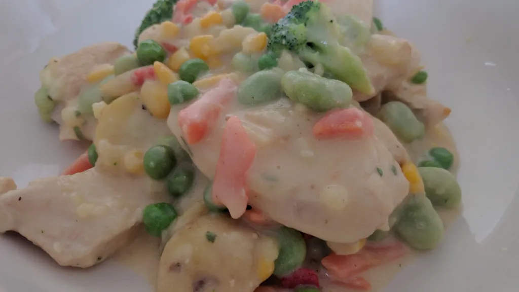 Photograph of Chicken & spring vegetable stew.