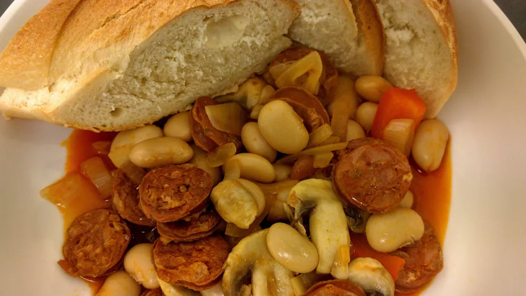 Photograph of Chorizo and butter bean stew.