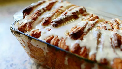 Photograph of Cinnamon pull-apart bread.