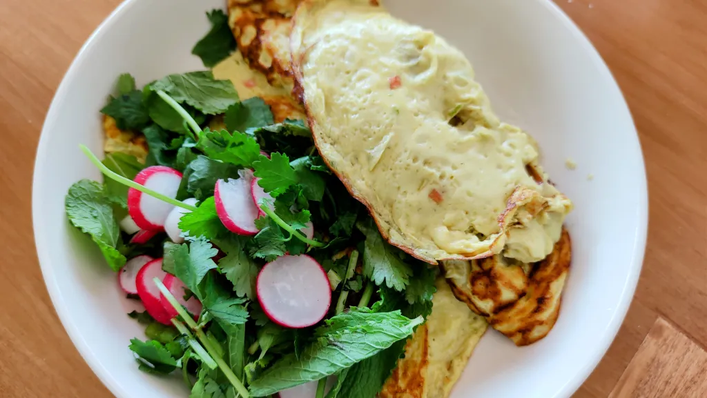 Photograph of Coconut and turmeric omelette feast.