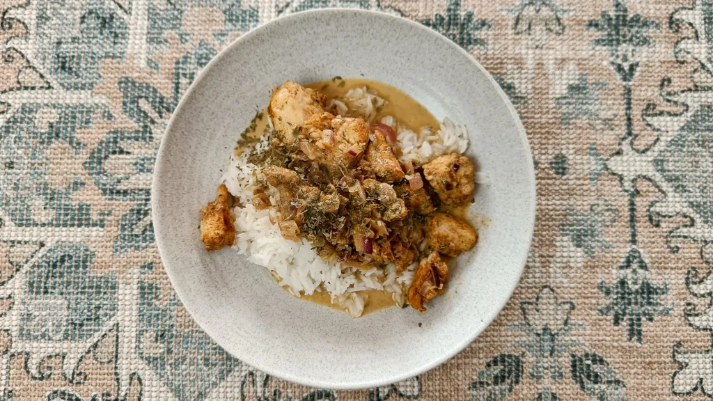 Photograph of Coconut & ginger chicken.