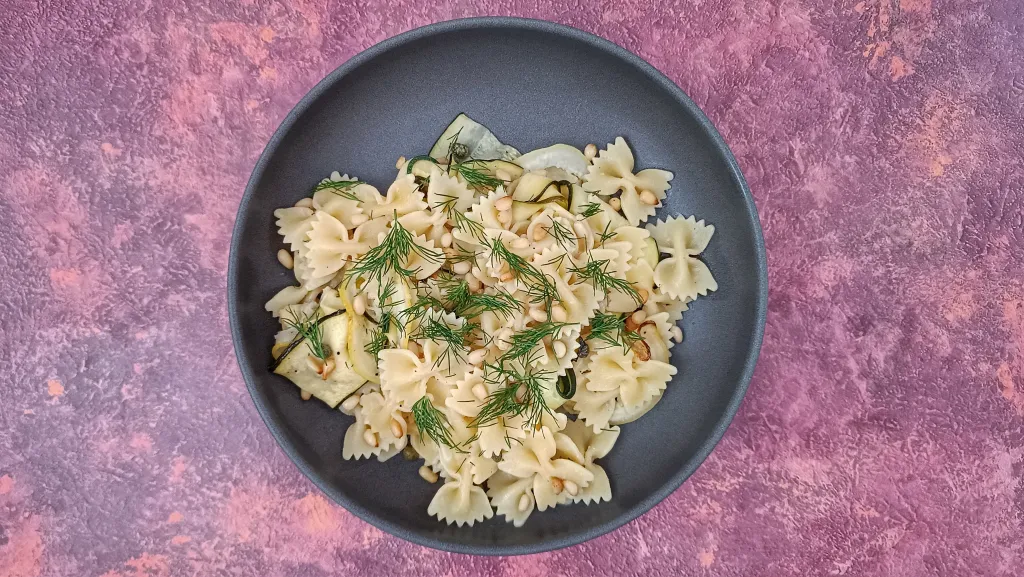 Photograph of Courgette, dill & lemon farfalle.