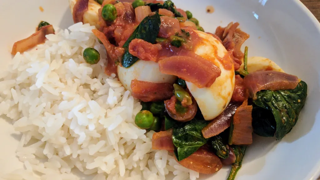 Photograph of Creamy egg curry.