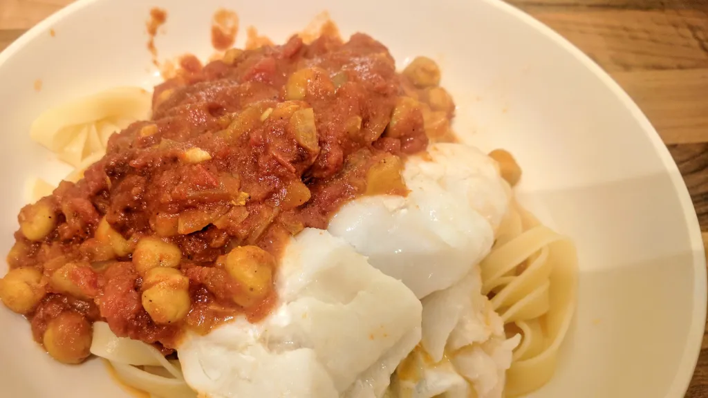 Photograph of Curried cod.