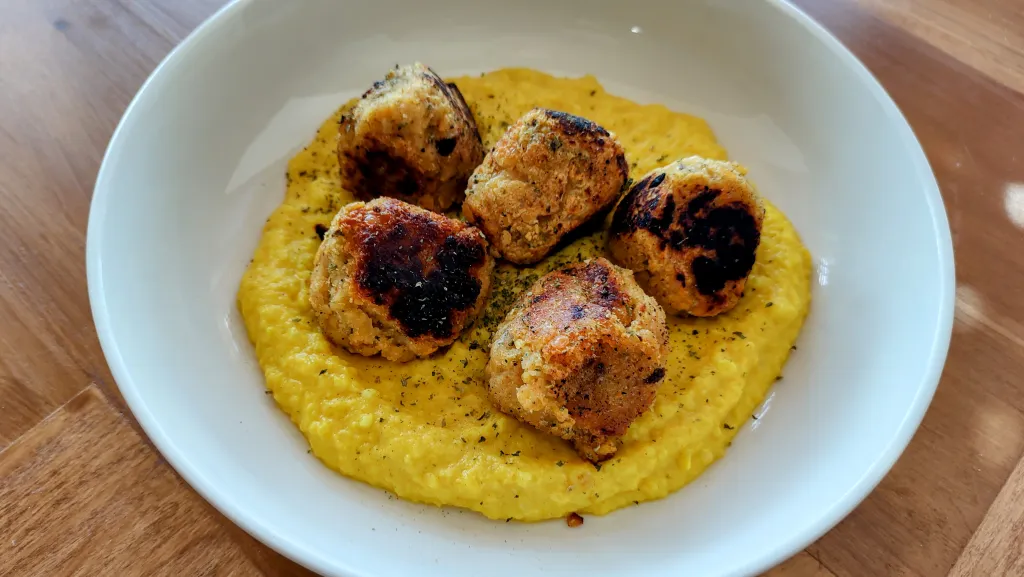 Photograph of Easy red lentil meatballs.