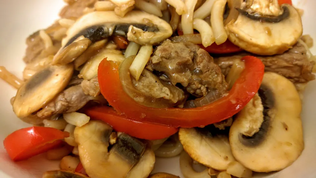 Photograph of Five spice beef noodles.