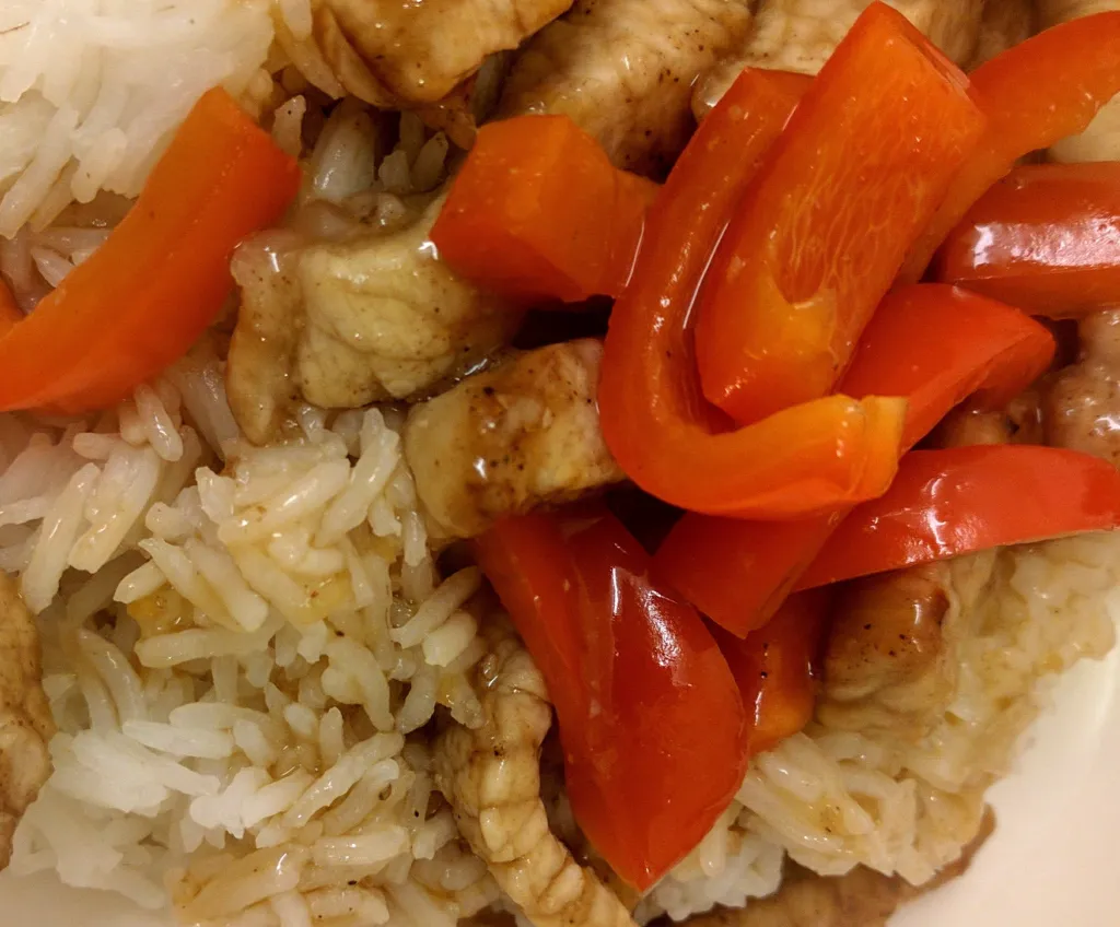 Photograph of Five spice pork with ginger and honey.