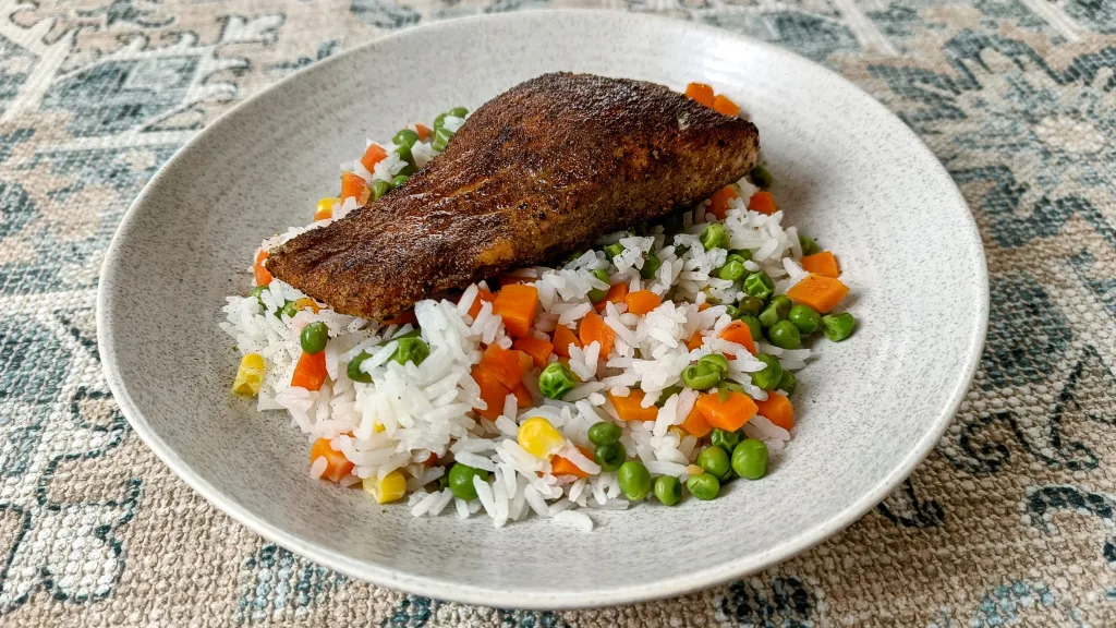Photograph of Four-spice salmon.