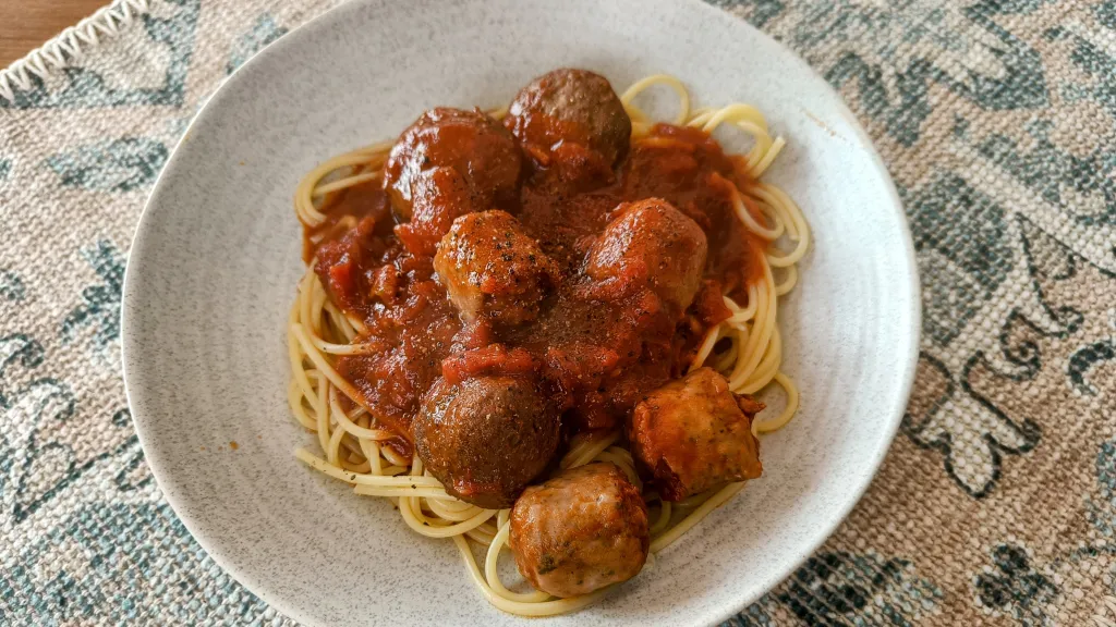Photograph of Godfather pasta.