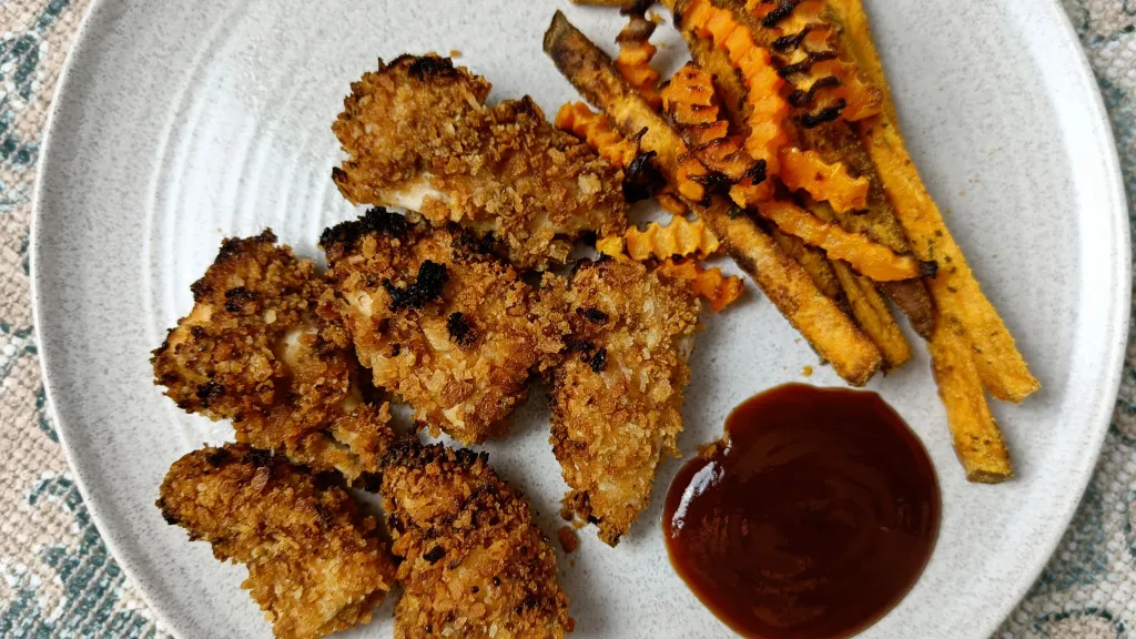 Photograph of Honey-mustard chicken tenders.