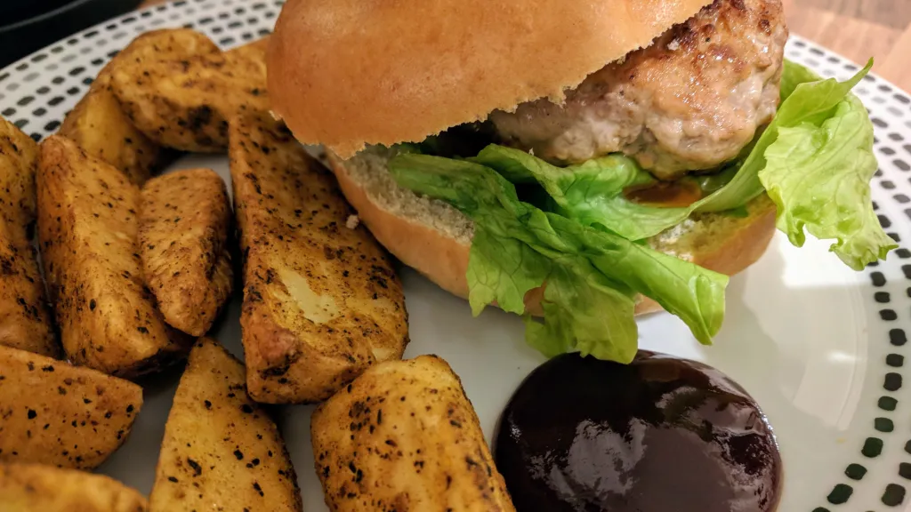 Photograph of Lemon grass and ginger pork burgers.