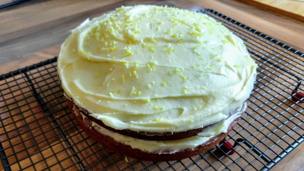 Photograph of Lemon layer cake.