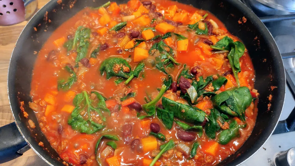 Photograph of Macaroni chili.