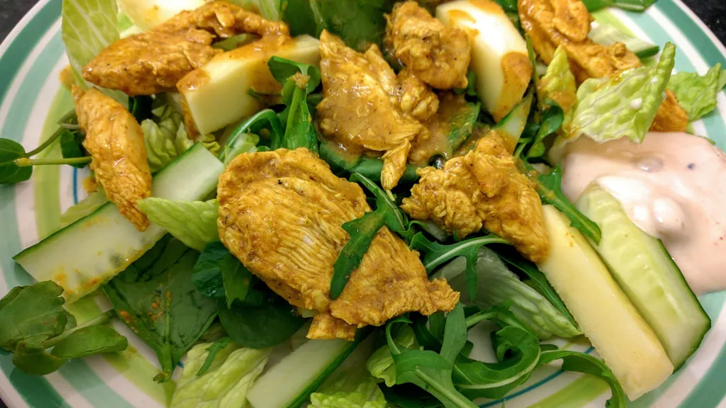 Photograph of Mango chicken salad.