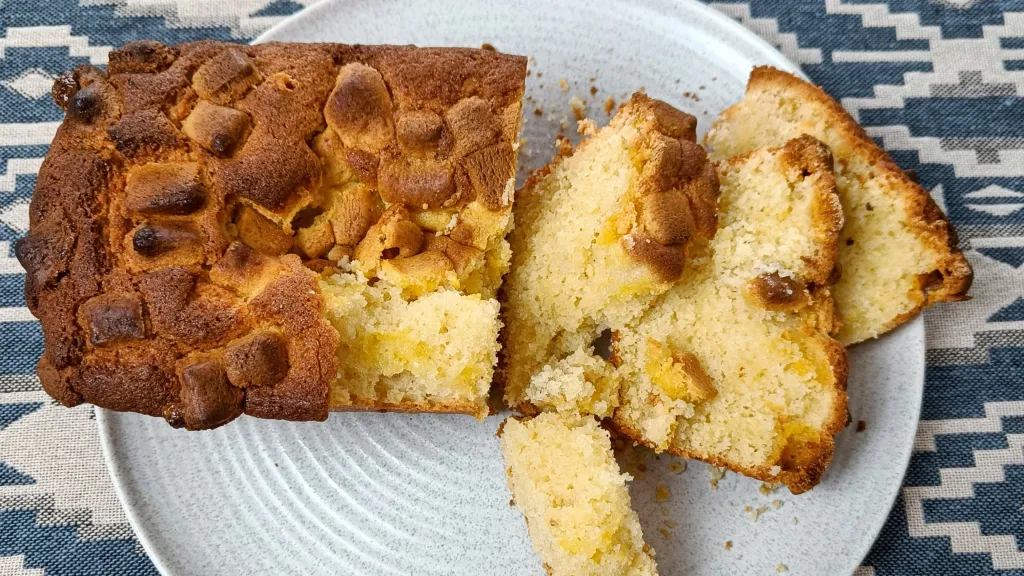 Photograph of Marzipan, lemon & cardamom loaf.