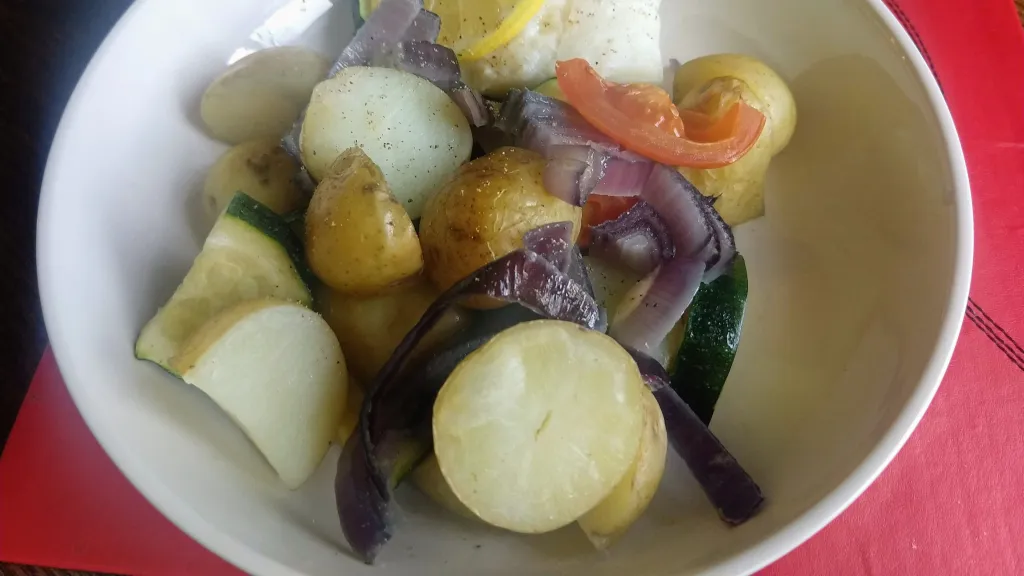 Photograph of Mediterranean fish roast.