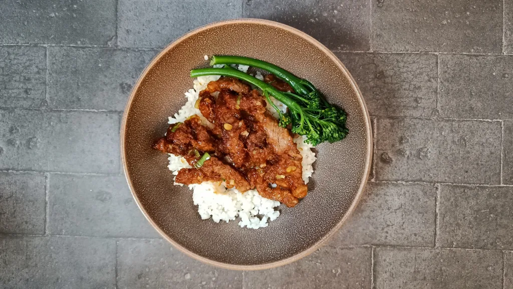 Photograph of Mongolian beef.