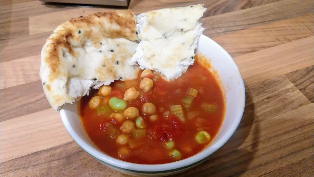 Photograph of Moroccan chickpea soup.
