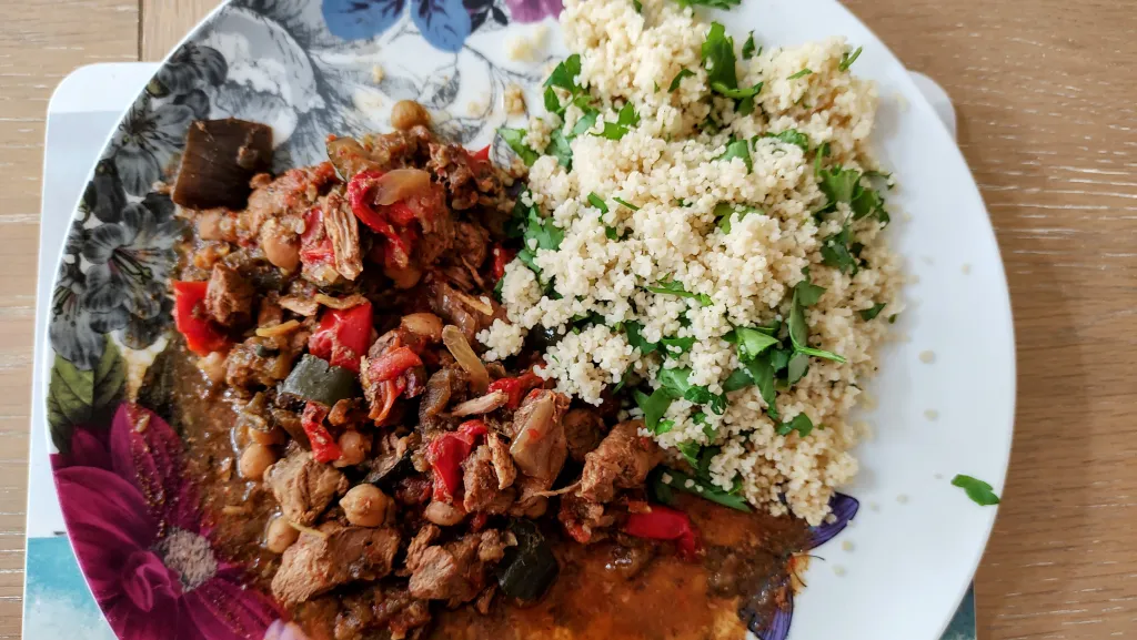 Photograph of Moroccan lamb tagine.