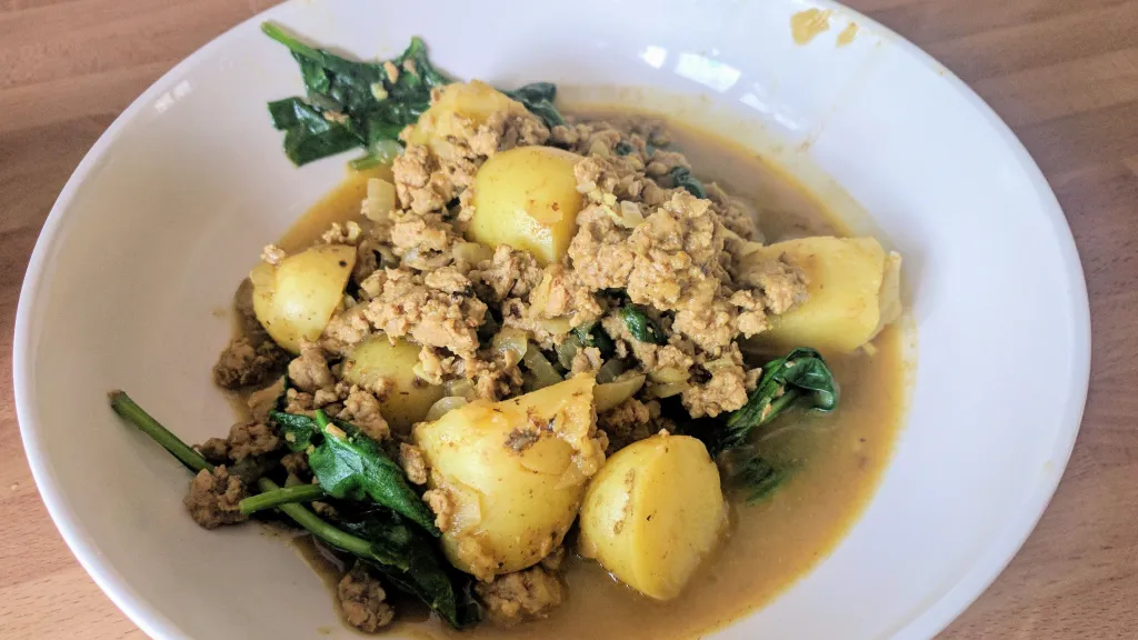 Photograph of New potato & mince curry.