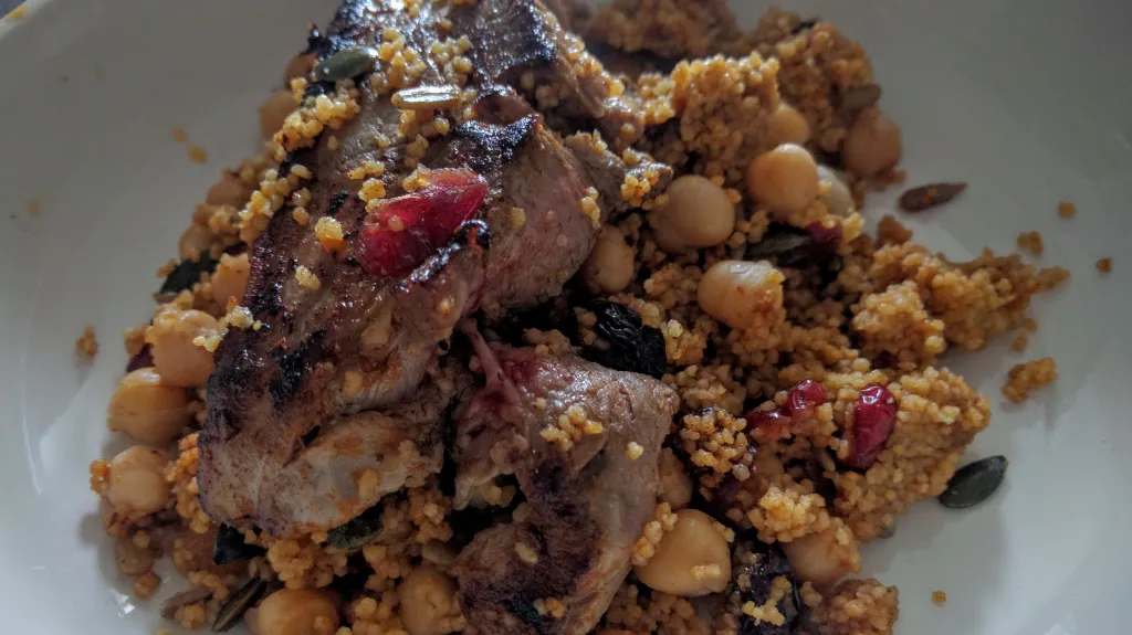 Photograph of One-pan lamb & couscous.