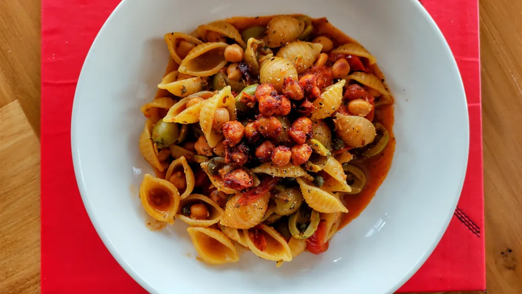 Photograph of One-pan orecchiette puttanesca.