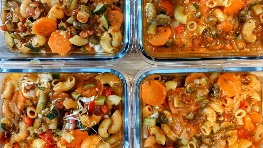 Photograph of One pot veggie pasta.