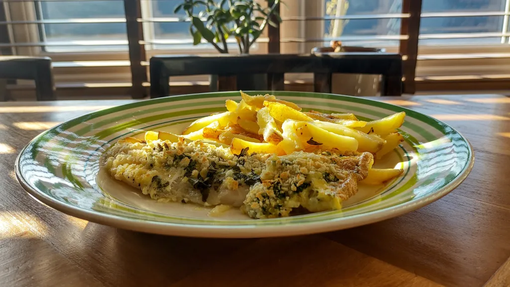 Photograph of Oven fried fish fillets.