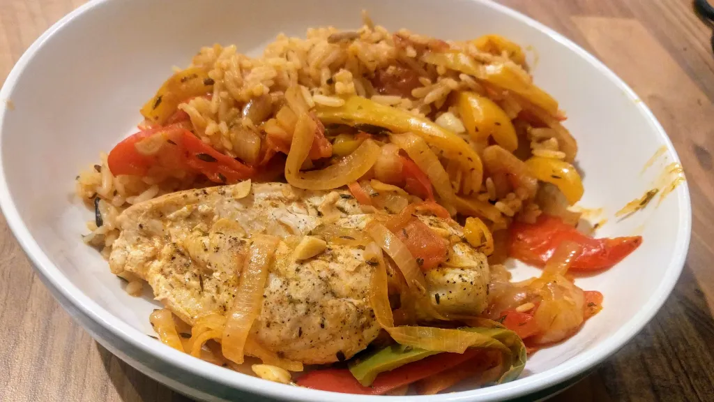 Photograph of Pimped rice piri piri.