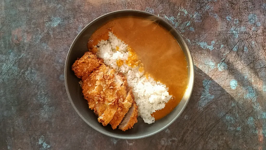 Photograph of Pork katsu curry.