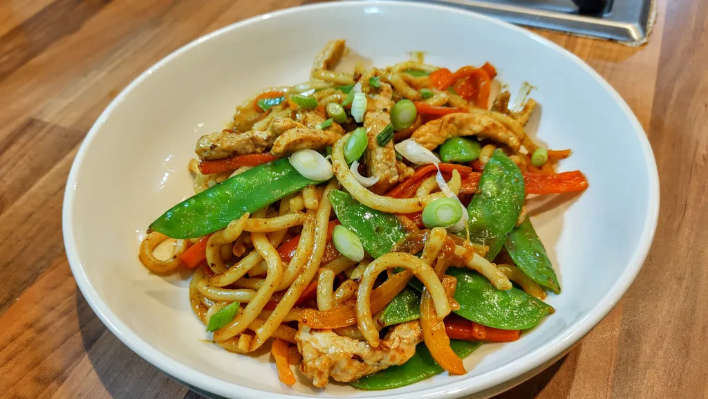 Photograph of Pork katsu stir-fry.