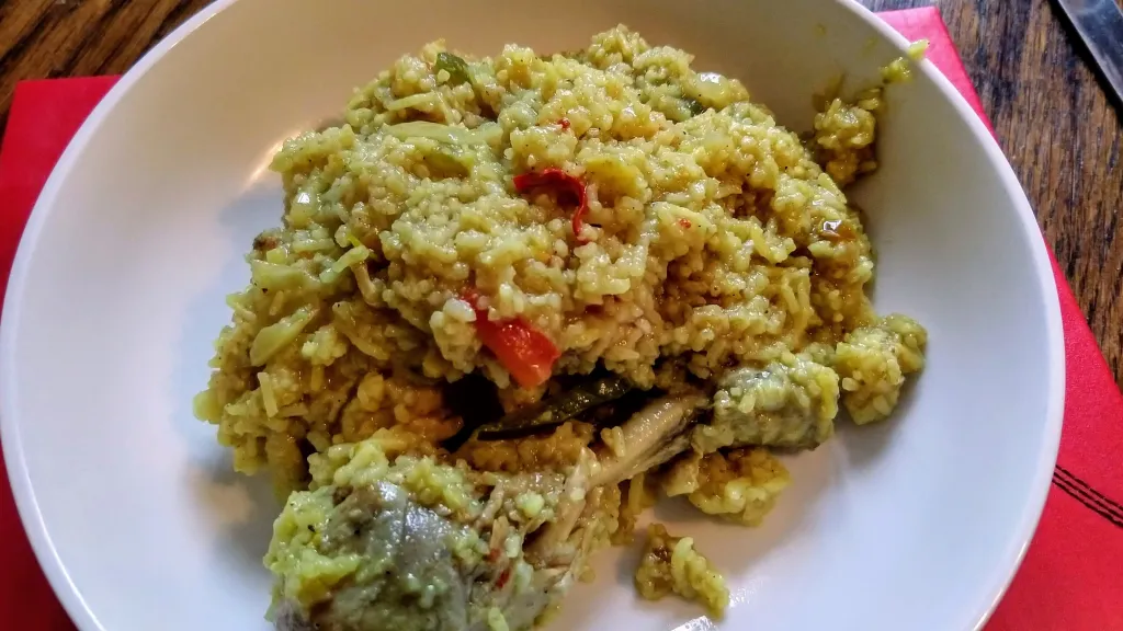 Photograph of Puerto rican chicken and rice.