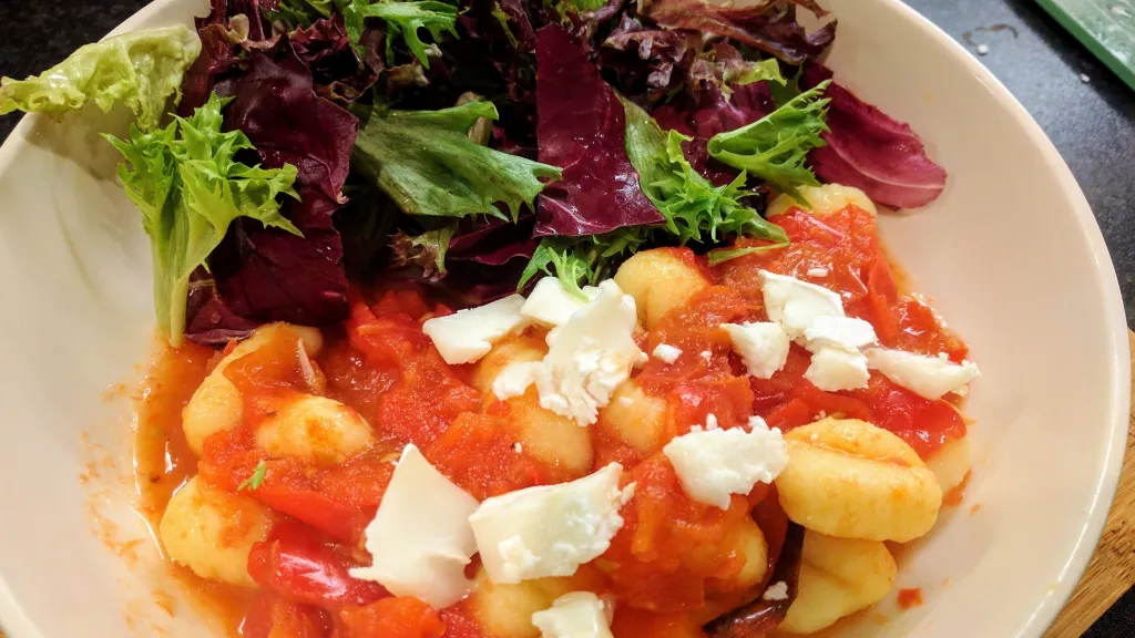 Photograph of Roast tomato & pepper gnocchi.