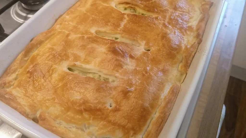 Photograph of Salmon and broccoli pot pies.