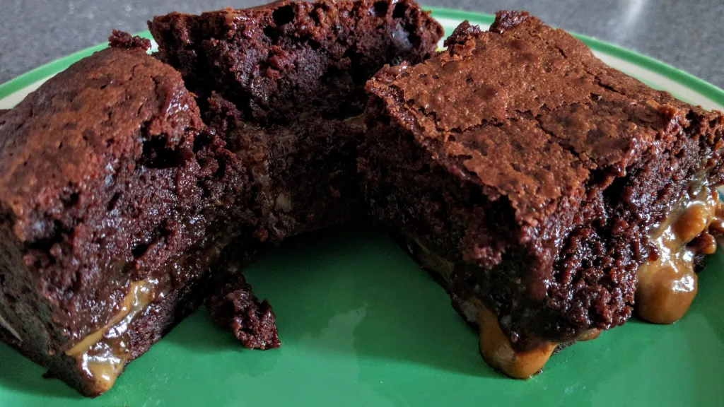 Photograph of Salted caramel brownies.