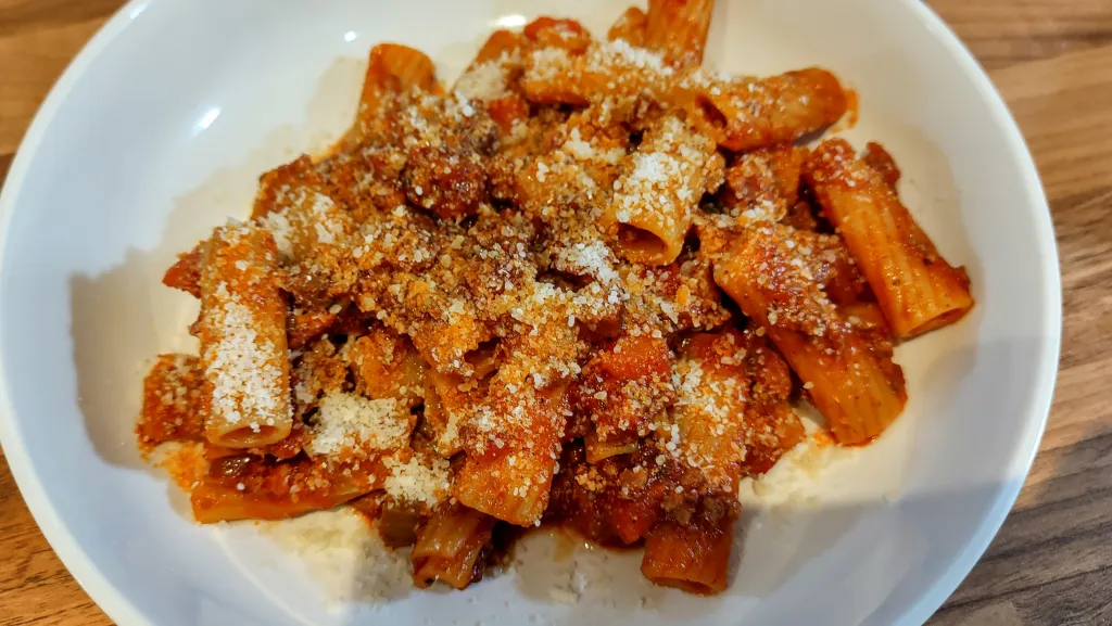 Photograph of Sausage and chorizo ragu.