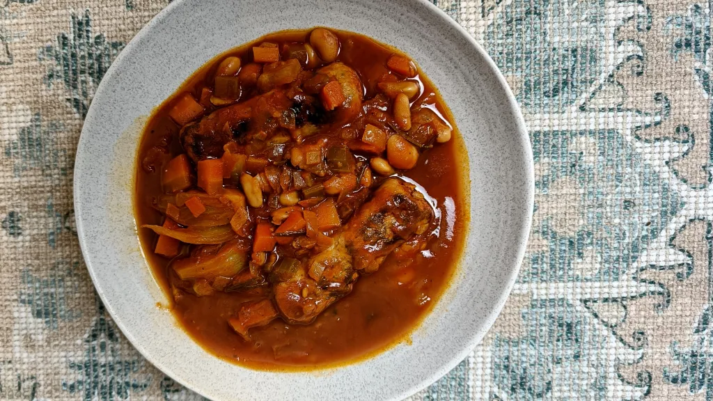 Photograph of Sausage, bean & fennel casserole.