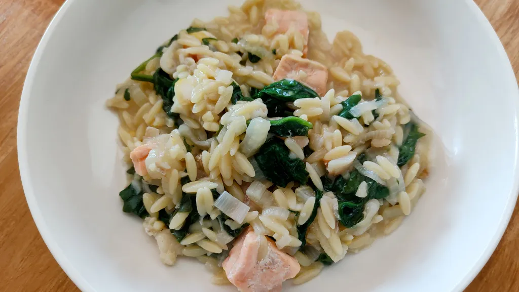 Photograph of Seafood orzotto.