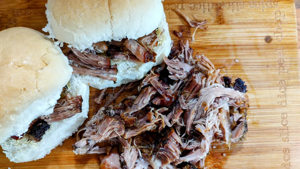 Photograph of Slow-roast pork rolls.