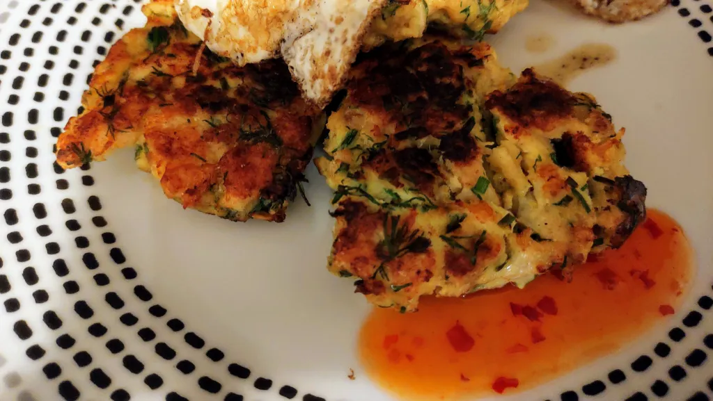 Photograph of Smoked fish and parsnip cakes.