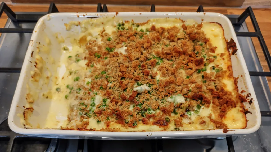 Photograph of Smoked haddock and crayfish lasagne.