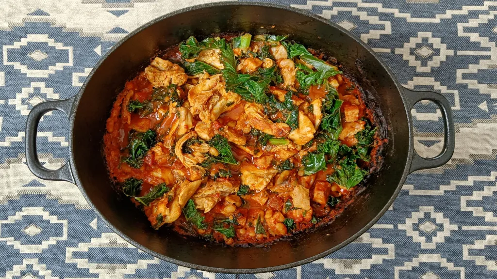 Photograph of Smoky chicken and bean stew.