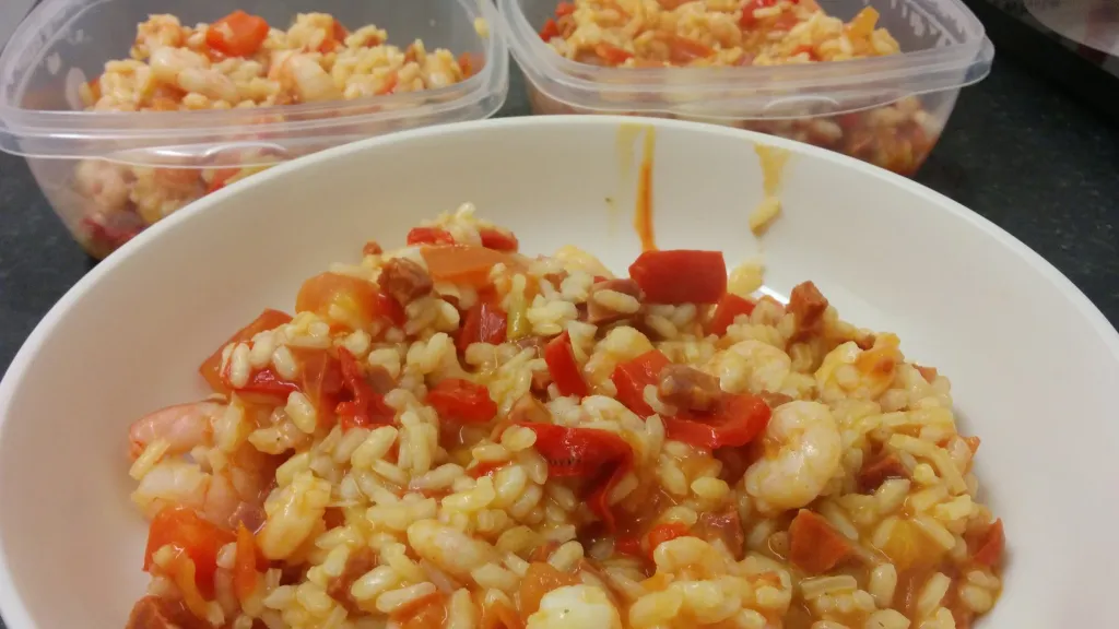 Photograph of Spanish prawn risotto.