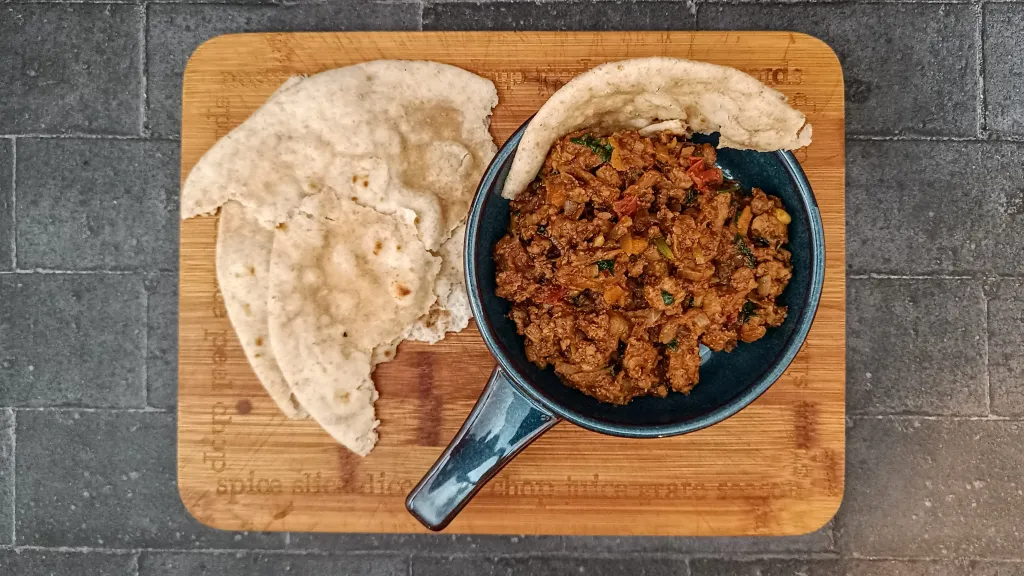 Photograph of Spiced lamb and apricot wraps.